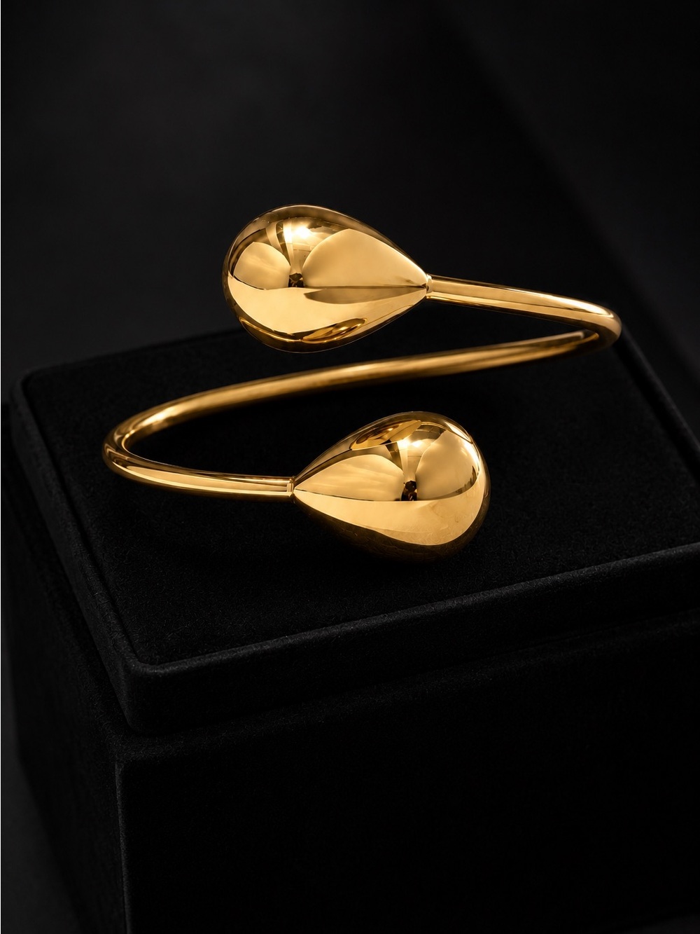 Polished Gold tine Teardrop Open Cuff Bracelet - Picture 3 of 7